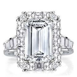 Unique Halo Emerald Cut Engagement Ring