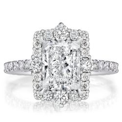 Radiant Cut Halo Ring Vintage Engagement Ring