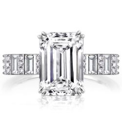 Classic Emerald Cut White Sapphire Engagement Ring For Women