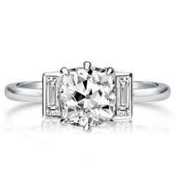 Italo Three Stone Rose Cut White Sapphire Engagement Ring
