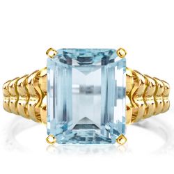 Italo Unique Golden Solitaire Emerald Cut Engagement Ring