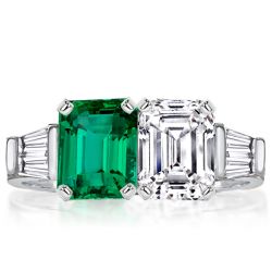 Italo Emerald Cut Emerald & White Sapphire Engagement Ring