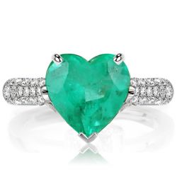 Italo Heart Cut Emerald Color Micro Pave Engagement Ring For Women