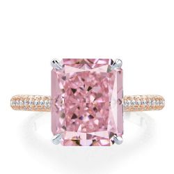 Italo Two Tone Radiant Cut Pink Sapphire Engagement Ring
