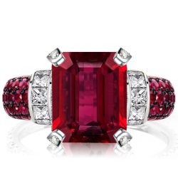 Italo Ruby Engagement Ring Emerald Cut Vintage Engagement Ring