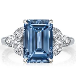 Italo Emerald Cut Blue Topaz Engagement Ring Promise Ring