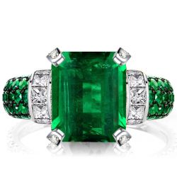 Vintage Emerald Cut Emerald Ring Unique Engagement Ring