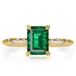 Italo Golden Emerald Cut Emerald Sapphire Engagement Ring