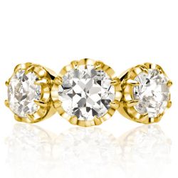 Italo Golden Three Stone Round Cut Engagement Ring For Women