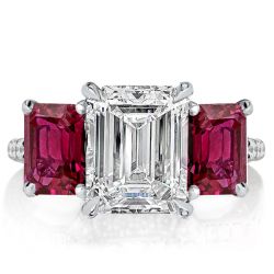 Italo Three Stone White & Ruby Sapphire Engagement Ring