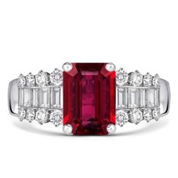 Emerald Cut Ruby Engagement Ring Unique Engagement Ring