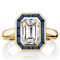 Emerald Cut Halo Solitaire Engagement Ring