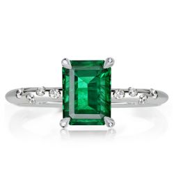 Emerald Cut Emerald Green Engagement Ring
