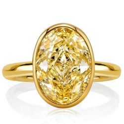 Yellow Topaz Oval Cut Bezel Setting Solitaire Engagement Ring