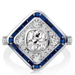 Bezel Setting Cushion Cut Art Deco Engagement Ring With Milgrain