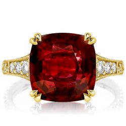 Art Deco Milgrain Garnet Cushion Cut Engagement Ring