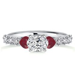 Unique East West Oval Cut Ruby Engagement Ring