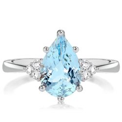 Italo Pear Cut Aquamarine Engagement Ring Promise Ring