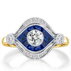 Art Deco Milgrain Halo Engagement Ring