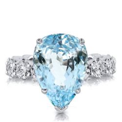 Aquamarine Pear Cut Unique Engagement Ring Promise Ring