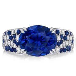 Italo Oval Cut Blue Sapphire Engagement Ring For Women