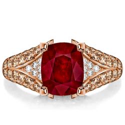 Italo Ruby Ring Cushion Cut Engagement Ring Vintage Ring