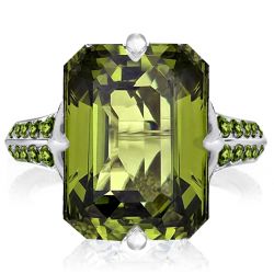 Italo Emerald Cut Peridot Sapphire Engagement Ring For Women