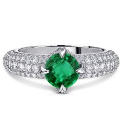 Italo Emerald Sapphire Round Cut Engagement Ring For Women