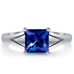 Italo Blue Sapphire Princess Cut Jessica Ring Engagement Ring