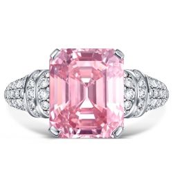 Italo Emerald Cut Pink Sapphire Engagement Ring Pink Ring