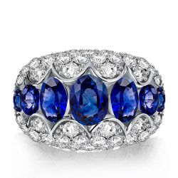 Italo Oval Cut Blue Sapphire Engagement Ring Vintage Chunky Ring