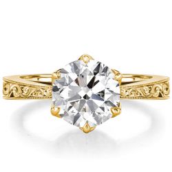 Italo Round Cut Solitaire Ring Vintage Engagement Ring For Women