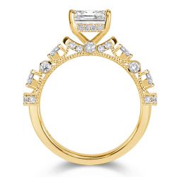 Italo Emerald Cut Hidden Halo Engagement Ring For Women