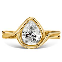 Italo Pear Cut Solitaire Ring Vintage Engagement Ring