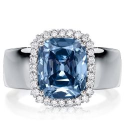 Italo Blue Topaz Cushion Cut Engagement Ring Halo Ring