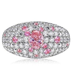 Italo Pave Setting Pink Engagement Ring Pave Dome Ring