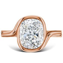 Italo Rose Gold Cushion Solitaire Ring Vintage Engagement Ring