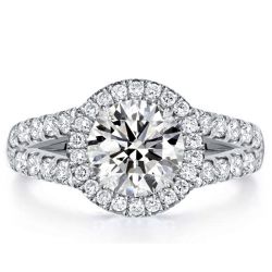 Italo Halo Split Shank Engagement Ring For Women