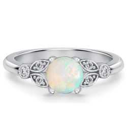 Italo Round Cut Opal Engagement Ring Promise Ring