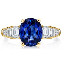 Italo Blue Sapphire Oval Cut Engagement Ring Shoulders Ring
