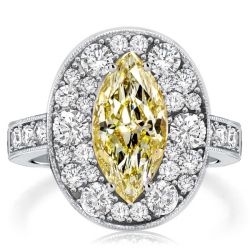 Italo Yellow Topaz Marquise Cut Halo Engagement Ring
