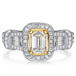 Italo Halo Emerald Cut Wedding Rings Engagement Ring For Women