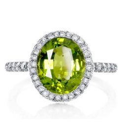 Italo Peridot Wedding Rings For Women Halo Engagement Ring