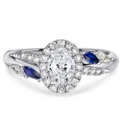Italo Unique Oval Cut Halo Wedding Rings For Women