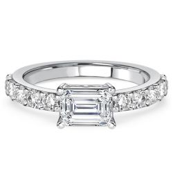 Italo Emerald Cut East West Wedding Rings For Women