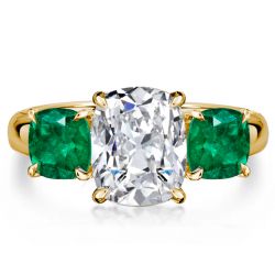 Italo Gloden Cushion Cut Engagement Rings Emerald Ring