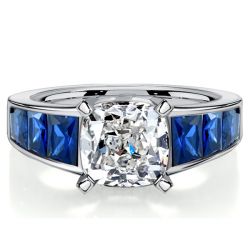 Italo Cushion Cut Blue Sapphire Rings Fashion Rings For Women