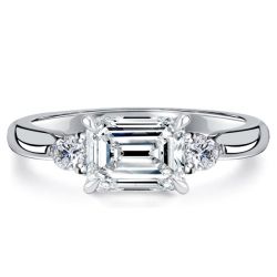 Italo Emerald Cut Three Stone Rings Travel Wedding Rings