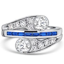 Italo Crossover Unique Engagement Rings Blue Sapphire Ring