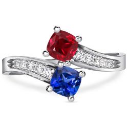 Italo Toi Et Moi Ruby Rings Cushion Cut Blue Sapphire Ring